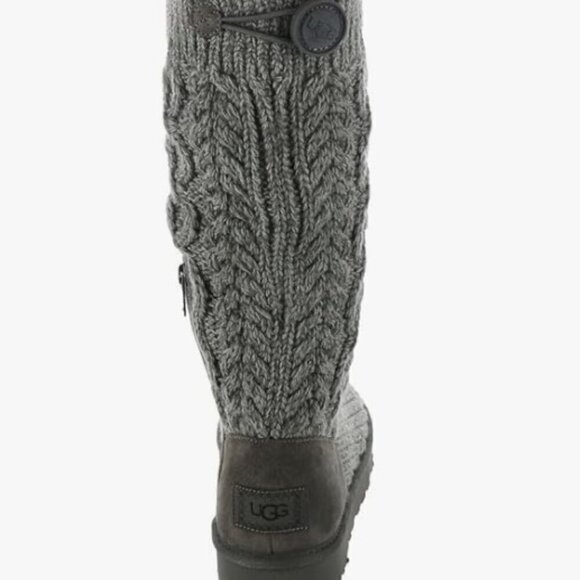UGG Grey Classic Cardi Cabled Knit Boot Women's Size 8 / 39 - Picture 3 of 14